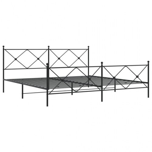 Sengeramme med sengegavl og fodgærde 200x200 cm metal sort