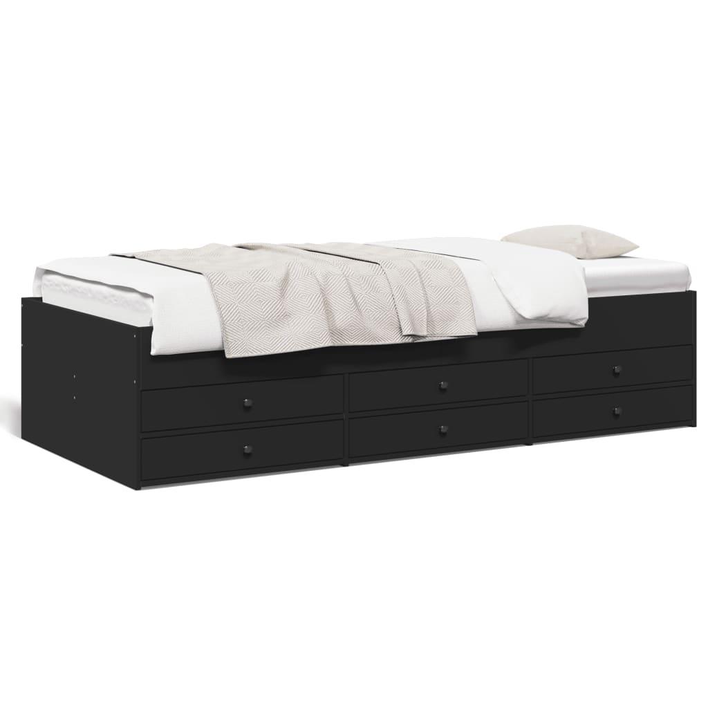 Daybed Med Skuffer 90x200 Cm Konstrueret Træ Sort