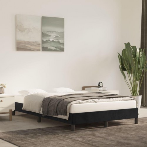 Sengeramme i fløjl 120×190 cm - enkeltseng, sort