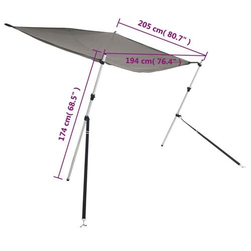 Solsejl til båd 170x208x(115-183) cm forlængerdel antracitgrå