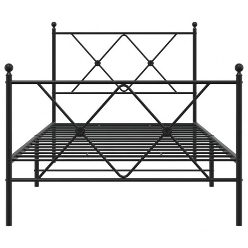 Sengeramme med sengegavl og fodgærde 90 x 200 cm - sort