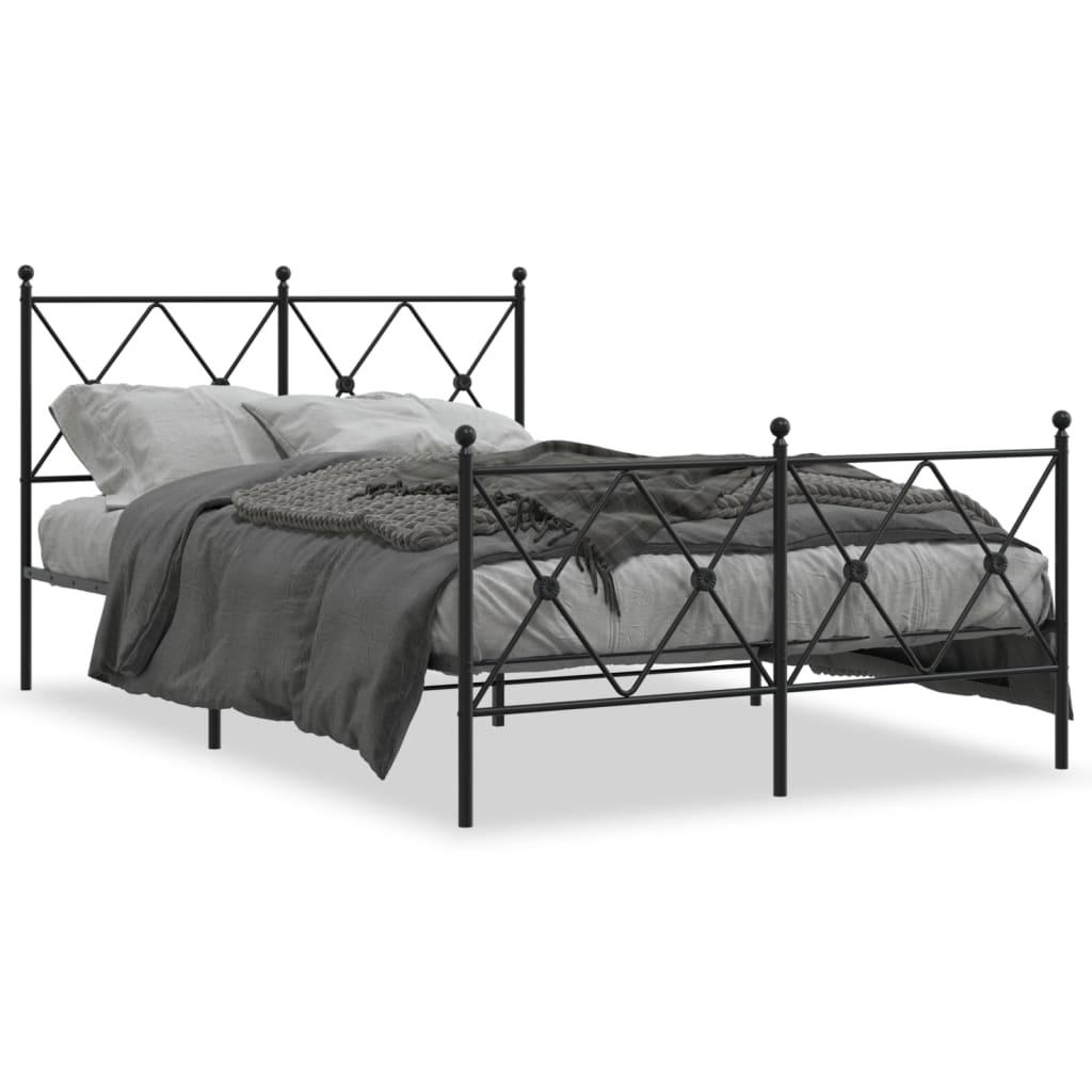 Sengeramme Med Sengegavl Og Fodgærde Metal Sort - med hovedgærde og fodgærde / 120 x 200 cm