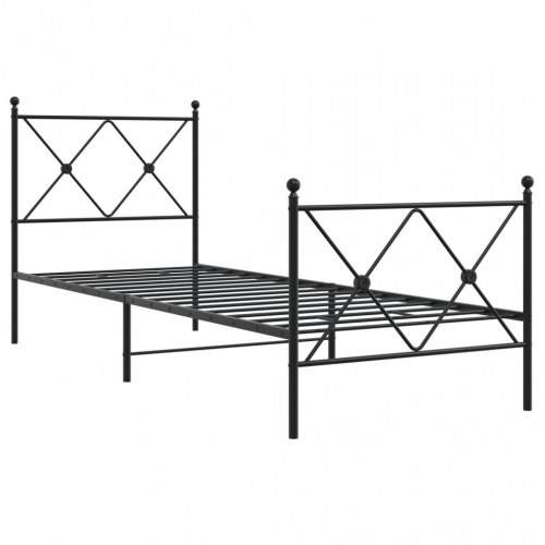 Sengeramme med sengegavl og fodgærde 80 x 200 cm - sort
