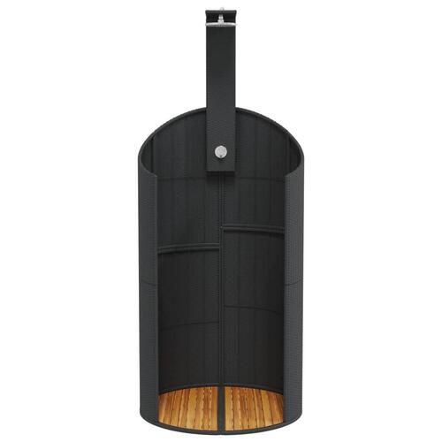 Havebruser 100x100x100 cm polyrattan og akacietræ sort
