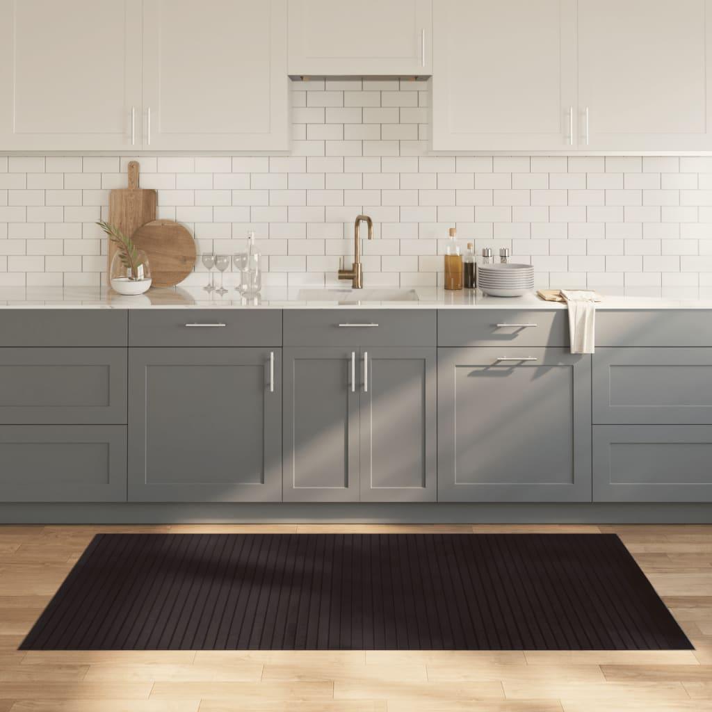 Gulvtæppe 100x200 cm rektangulær bambus mørkebrun