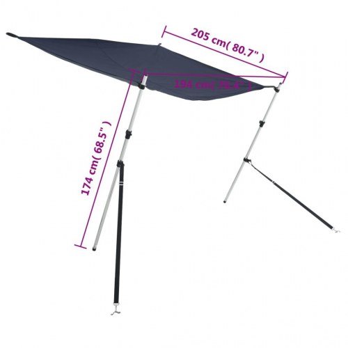 Solsejl til båd 170x208x(115-183) cm forlængerdel marineblå