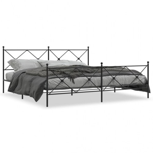 Sengeramme med sengegavl og fodgærde 193x203 cm - sort