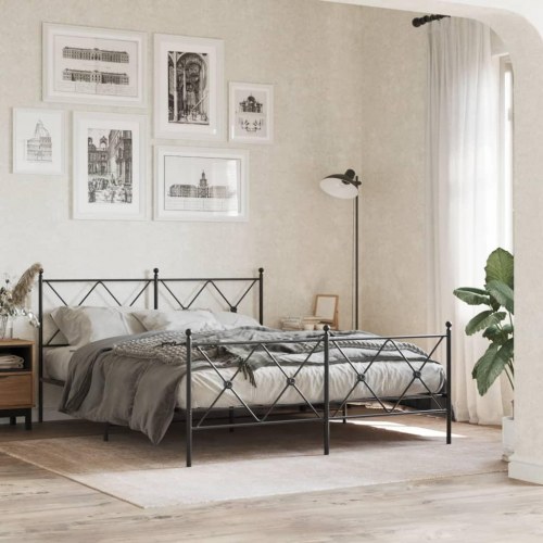 Sengegavl i metal 160 cm - sort, klassisk design