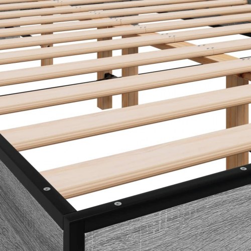 Sengestel 135x190 cm konstrueret træ og metal grå sonoma-eg