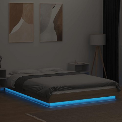 Sengeramme med LED-lys 140 x 200 cm - sonoma-eg