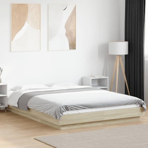 Sengeramme med LED-lys 140 x 200 cm - sonoma-eg
