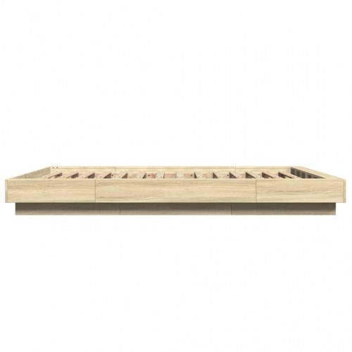 Sengeramme med LED-lys 140 x 200 cm - sonoma-eg