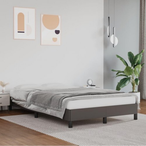 Sengeramme i kunstlæder 120×190 cm - grå enkeltseng