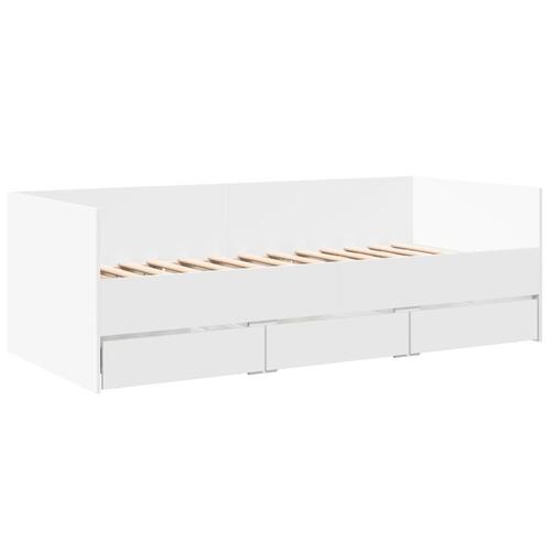 Daybed med skuffer 90x190 cm konstrueret træ hvid
