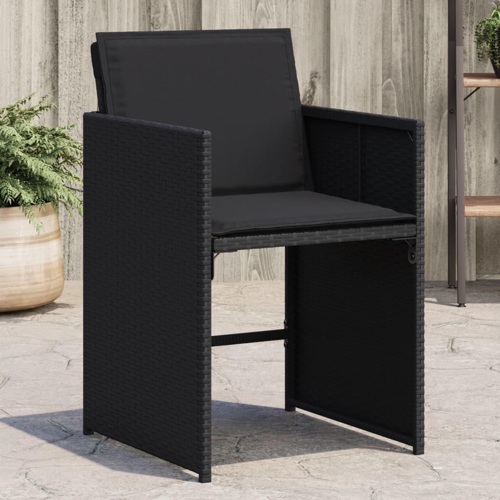 Havestole med hynder 4 stk. polyrattan sort