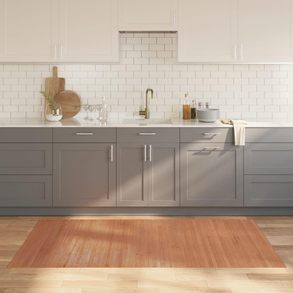 Gulvtæppe 100x200 cm rektangulær bambus naturfarvet billede