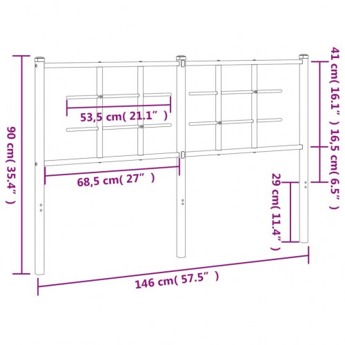 Sengegavl 140 cm metal sort