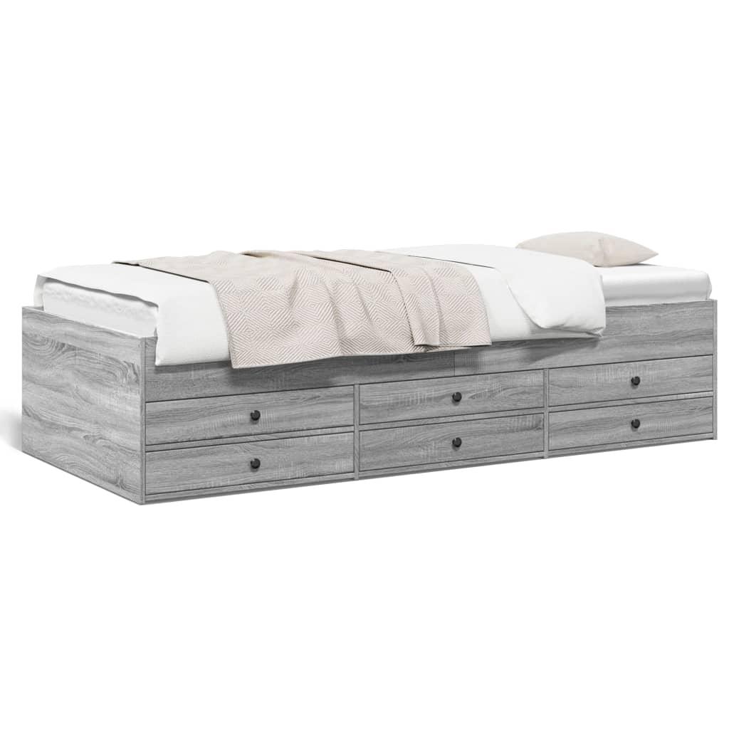 Daybed Med Skuffer 90x200 Cm Konstrueret Træ Grå Sonoma Eg