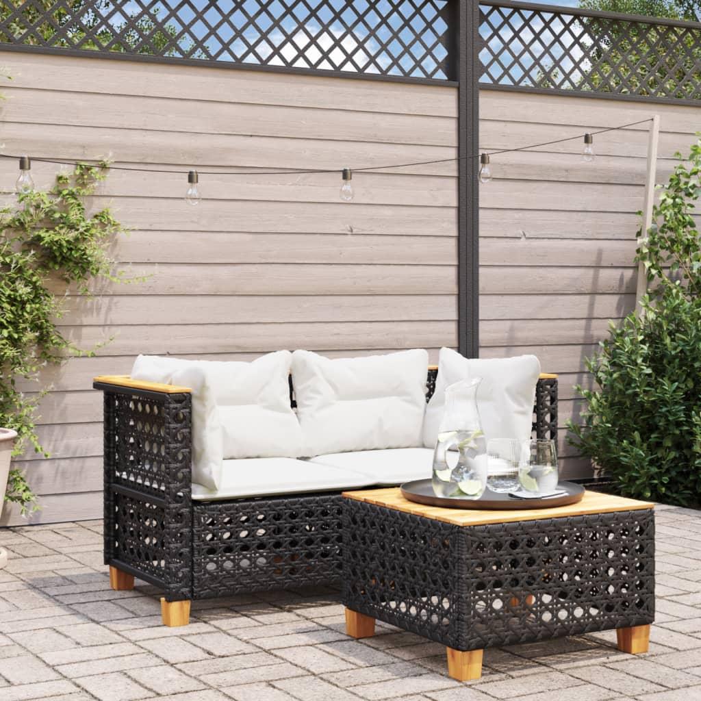 Hjørnemodul Til Havesofa Med Hynder Polyrattan Sort - 2 / Sort / with carving