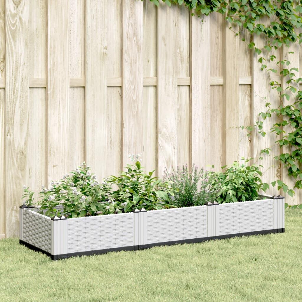 Plantekasse Med Spyd 125x40x28 Hvid