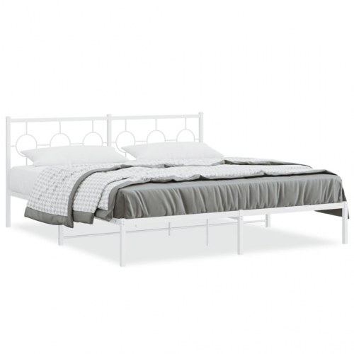 Sengeramme med sengegavl i metal 183 x 213 cm - hvid