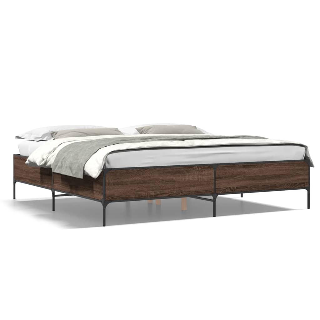 Sengeramme 200x200 Cm Konstrueret Træ Og Metal Brun Egetræ