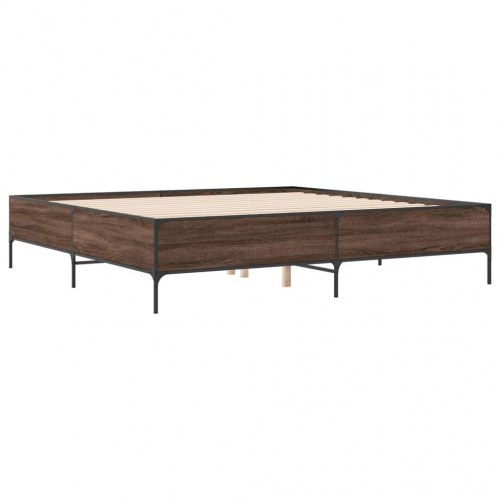 Sengeramme 200 x 200 cm i konstrueret træ og metal - brun egetræ