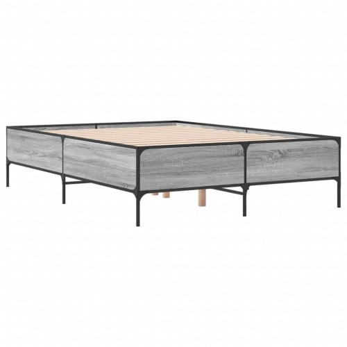Sengestel 150 x 200 cm i konstrueret træ og metal - grå sonoma-eg