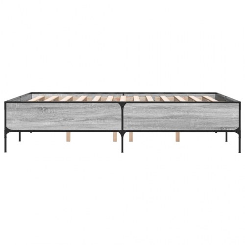 Sengestel 150 x 200 cm i konstrueret træ og metal - grå sonoma-eg