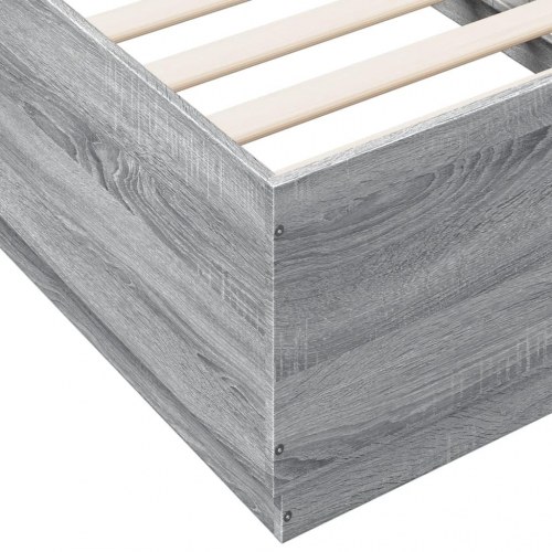 Sengeramme med LED-lys 90x190 cm - grå sonoma-eg
