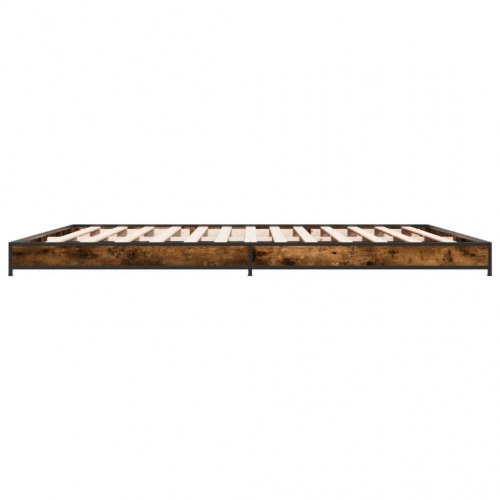 Sengestel 200x200cm konstrueret træ og metal røget egetræsfarve