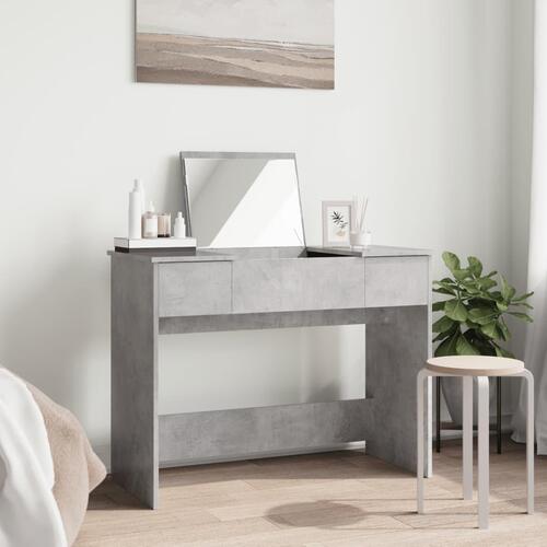 Makeupbord med spejl 100x45x76 cm betongrå