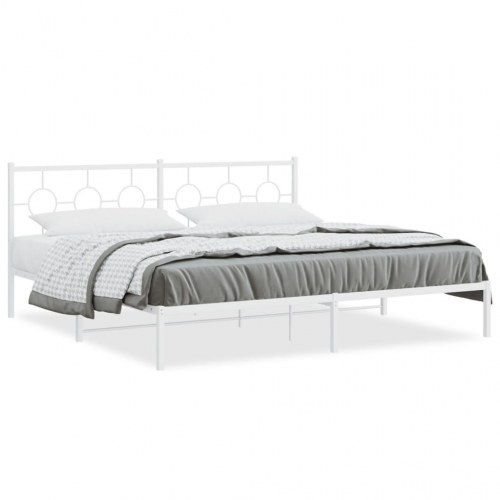 Sengeramme i metal med sengegavl 193 x 203 cm - hvid