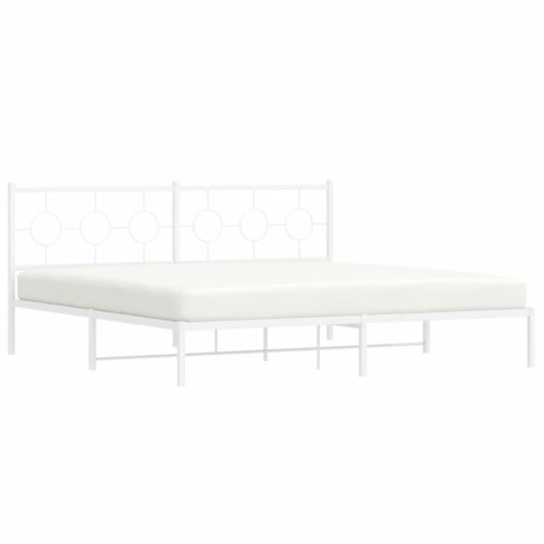 Sengeramme i metal med sengegavl 193 x 203 cm - hvid
