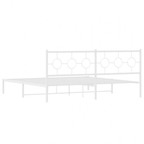 Sengeramme i metal med sengegavl 193 x 203 cm - hvid