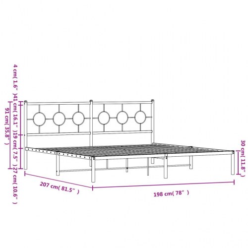 Sengeramme i metal med sengegavl 193 x 203 cm - hvid
