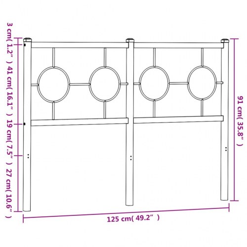 Sengegavl i metal 120 cm - hvid