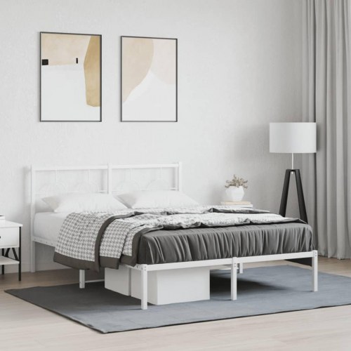 Sengeramme med sengegavl 135 x 190 cm - hvid