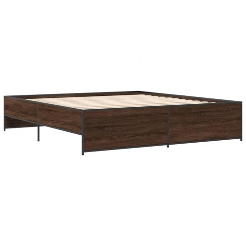 Sengeramme 200 x 200 cm i konstrueret træ og stål - brun egetræ