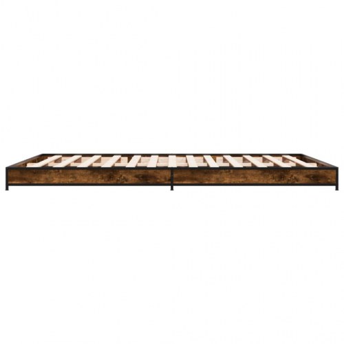 Sengestel 150x200cm konstrueret træ og metal røget egetræsfarve