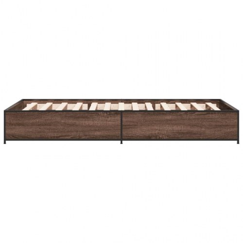 Sengeramme 90 x 190 cm med lameller - brun egetræ