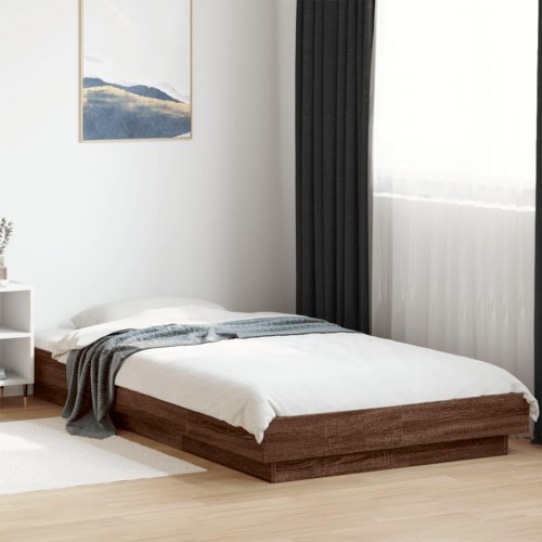 Sengeramme 90 x 190 cm i konstrueret træ - brun egetræ