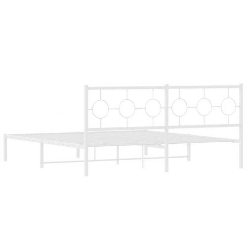 Sengeramme med sengegavl 180x200 cm metal hvid