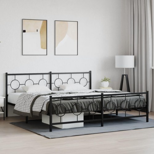 Sengeramme med sengegavl og fodgærde 200 x 200 cm - sort