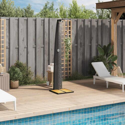 Havebruser 55x60x224 cm polyrattan og akacietræ sort