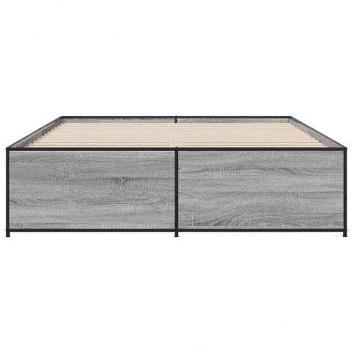 Sengestel 160 x 200 cm i konstrueret træ og metal - grå sonoma-eg