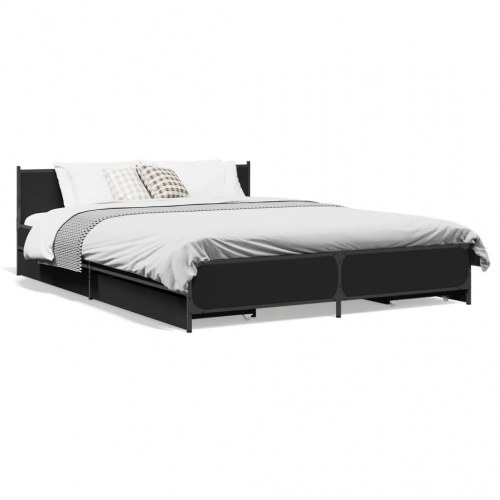 Sengeramme med 4 skuffer 135 x 190 cm - sort