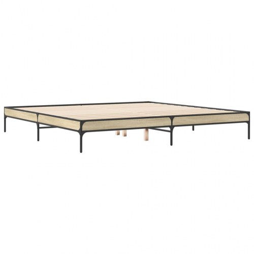Sengestel 200 x 200 cm i konstrueret træ og metal - sonoma-eg