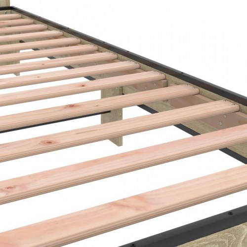 Sengeramme 100x200 cm konstrueret træ og metal sonoma-eg