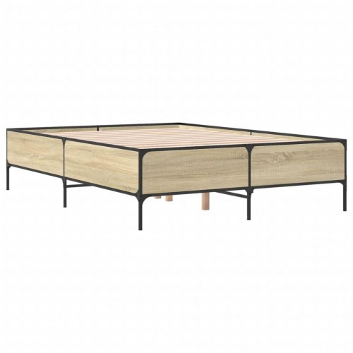 Sengestel 140 x 200 cm i konstrueret træ og metal - sonoma-eg
